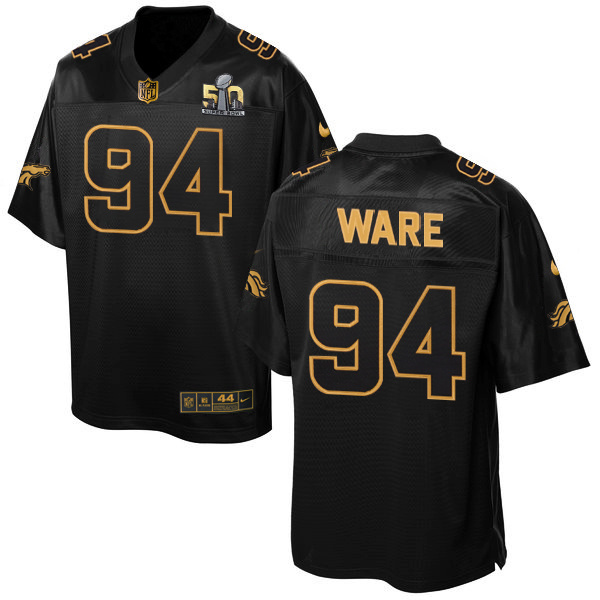 Nike Broncos 94 DeMarcus Ware Black Super Bowl 50 Gold Collection Elite Jersey - Click Image to Close