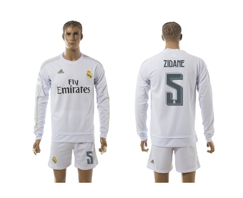 2015-16 Real Madrid 5 ZIDANE Home Long Sleeve Jersey