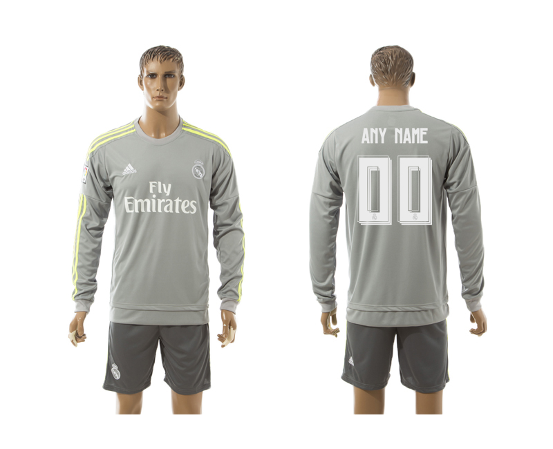 2015-16 Real Madrid Away Long Sleeve Customized Jersey