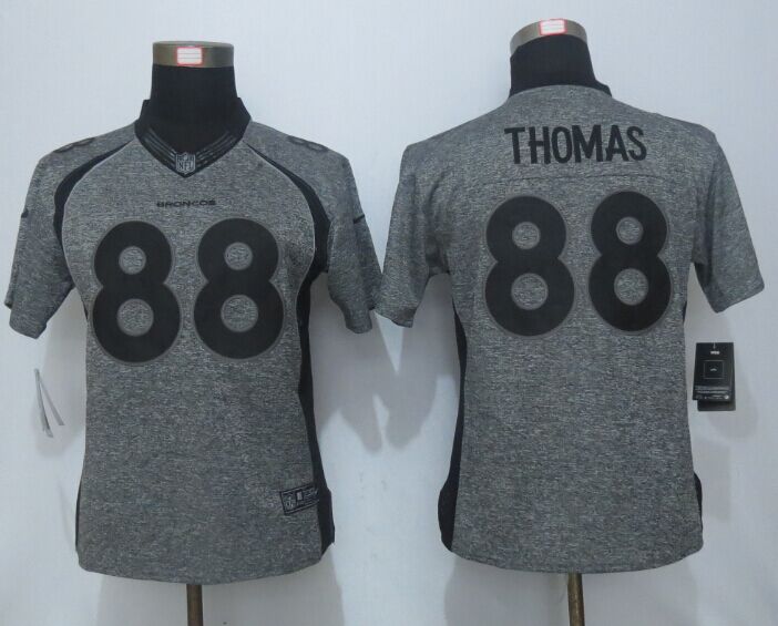 Nike Broncos 88 Demaryius Thomas Grey Gridiron Grey Women Limited Jersey