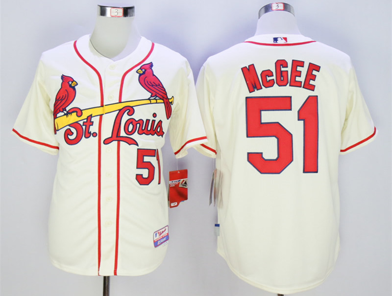 Cardinals 51 Willie McGee Cream Cool Base Jersey