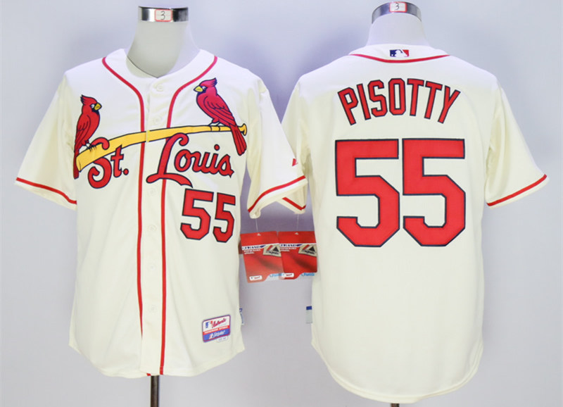 Cardinals 55 Stephen Pisotty Cream Cool Base Jersey