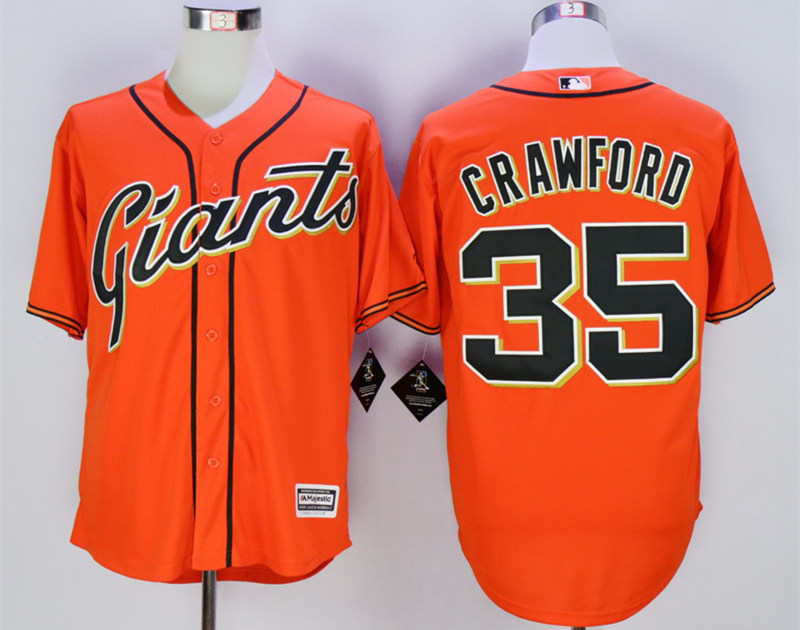 Giants 35 Brandon Crawford Orange New Cool Base Jersey