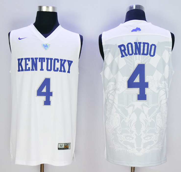 Kentucky Wildcats 4 Rajon Rondo White College Basketball Jersey