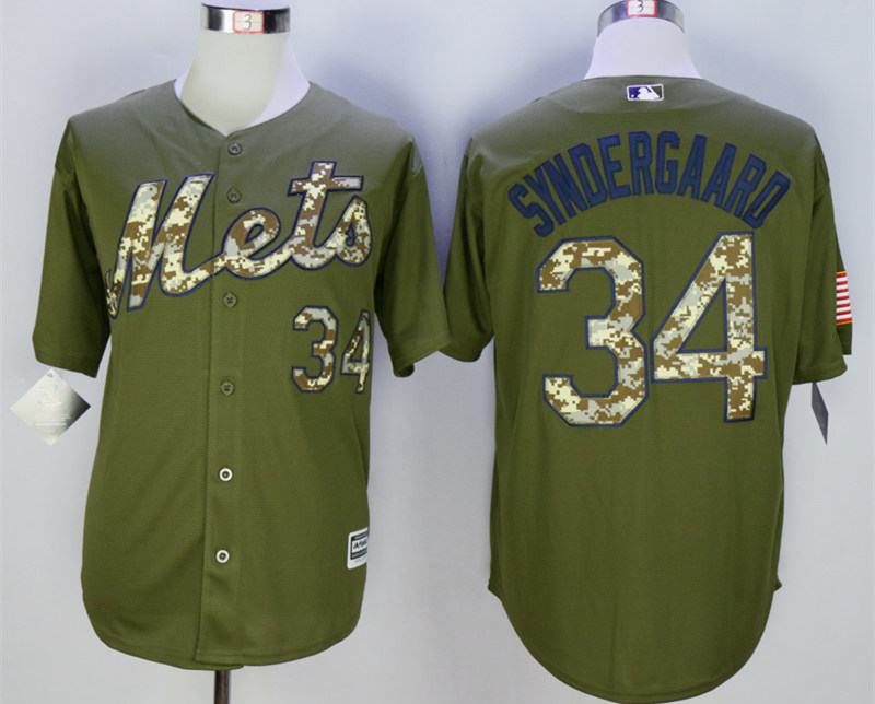 Mets 34 Noah Syndergaard Olive Green New Cool Base Jersey
