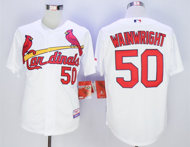 Cardinals 50 Adam Wainwright White Cool Base Jersey