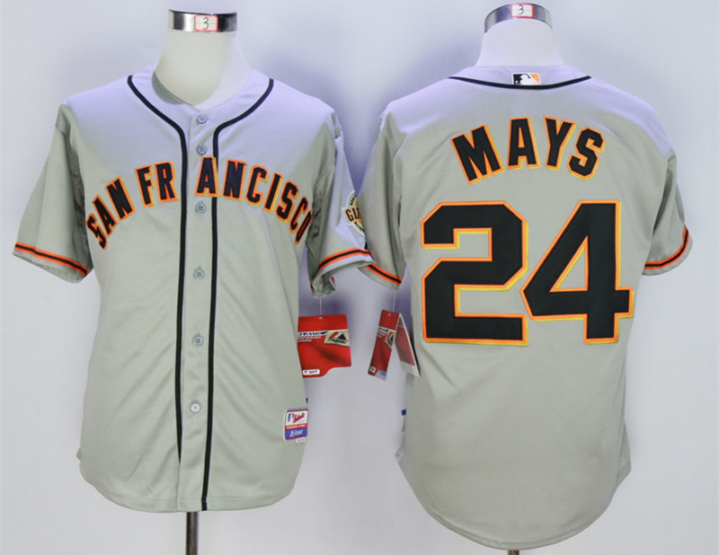 Giants 24 Willie Mays Grey Cool Base Jersey