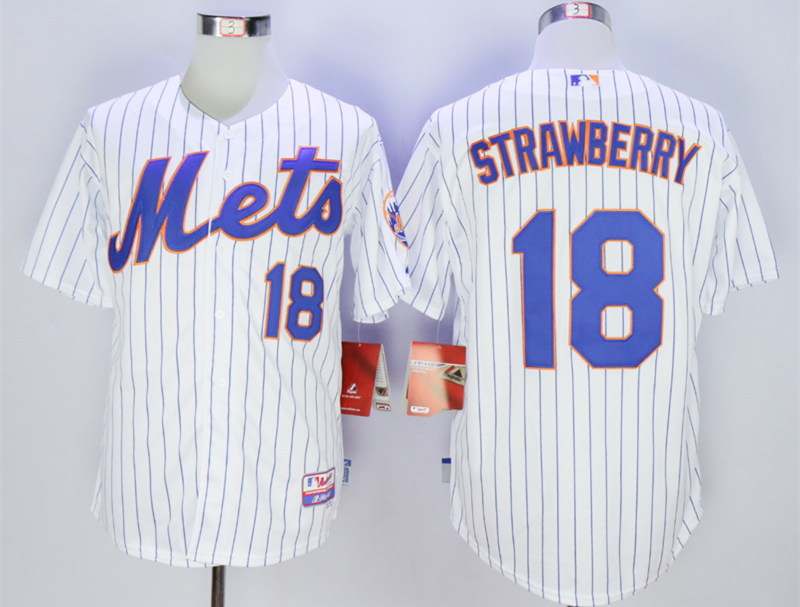 Mets 18 Darryl Strawberry White Cool Base Jersey