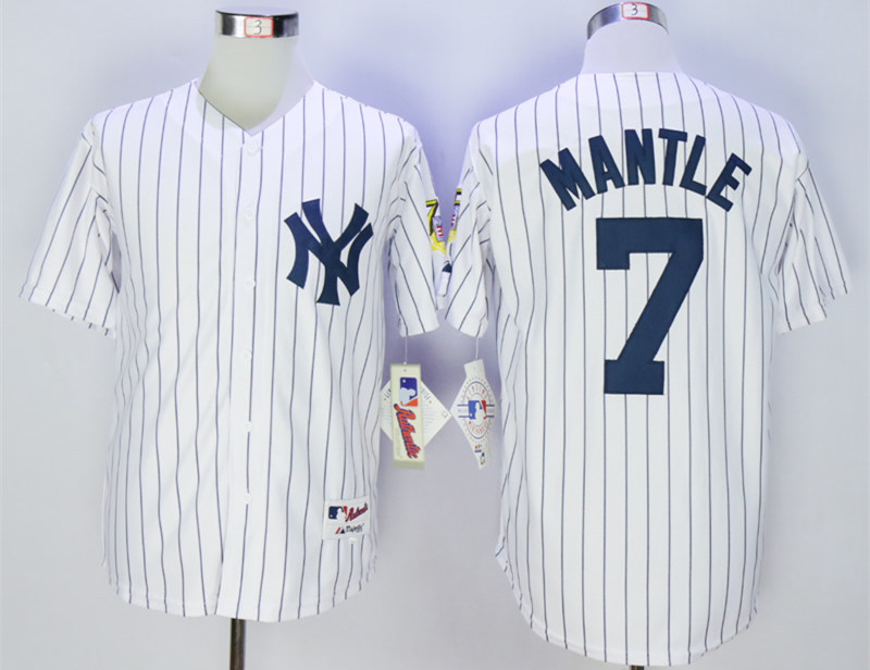 Yankees 7 Mickey Mantle White 75th Anniversary Jersey