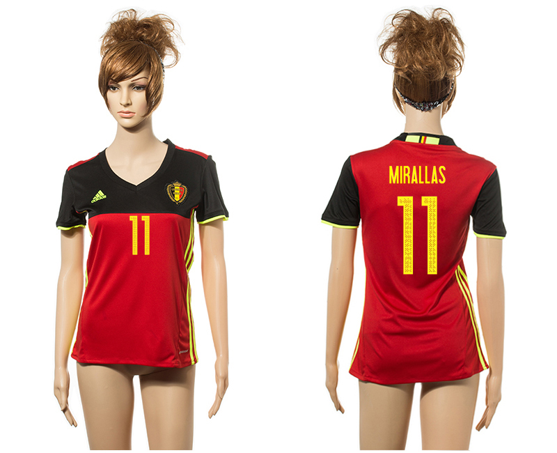 Belgium Home 11 MIRALLAS Home Euro 2016 Women Jersey