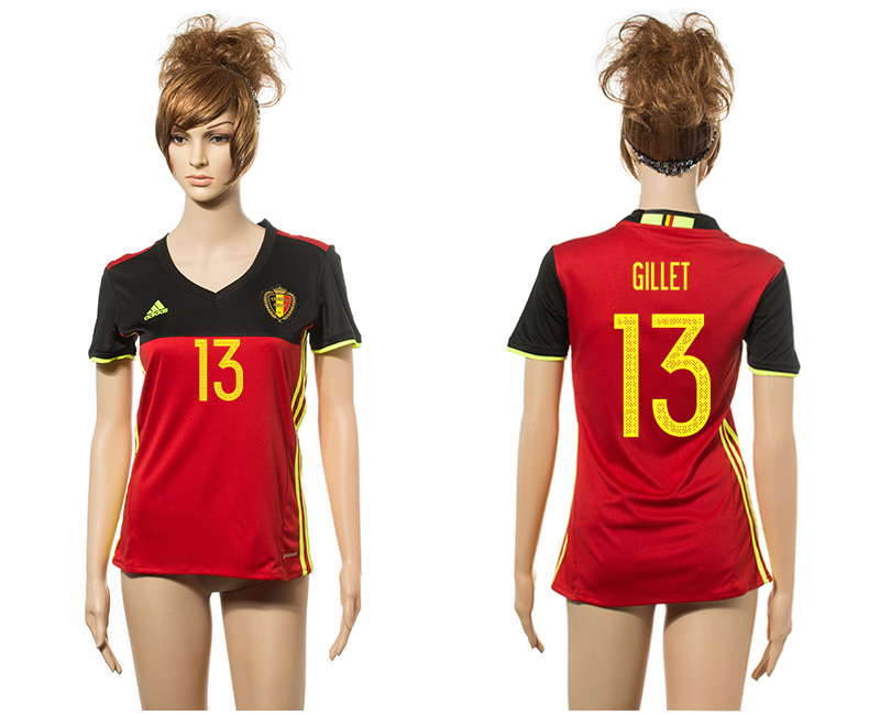 Belgium Home 13 GILLET Home Euro 2016 Women Jersey