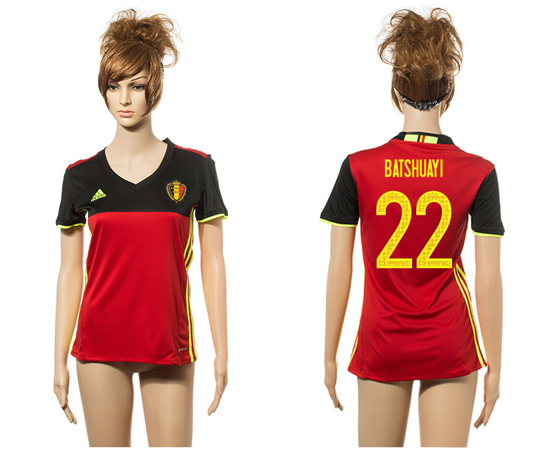 Belgium Home 22 BATSHUAYI Home Euro 2016 Women Jersey