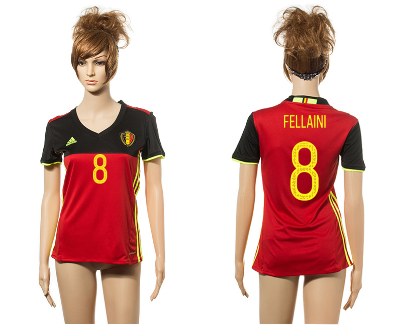 Belgium Home 8 FELLAINI Home Euro 2016 Women Jersey
