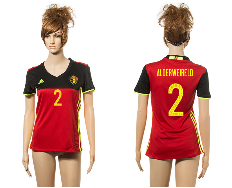 Belgium Home ALDERWEIRELD Home Euro 2016 Women Jersey