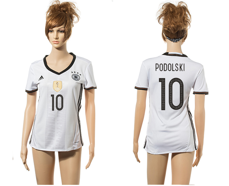 Germany 10 PODOLSKI Home Euro 2016 Women Jersey
