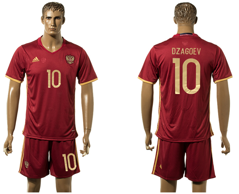 Russia 10 DZAGOEV Home Euro 2016 Jersey