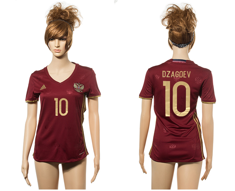 Russia 10 DZAGOEV Home Euro 2016 Women Jersey