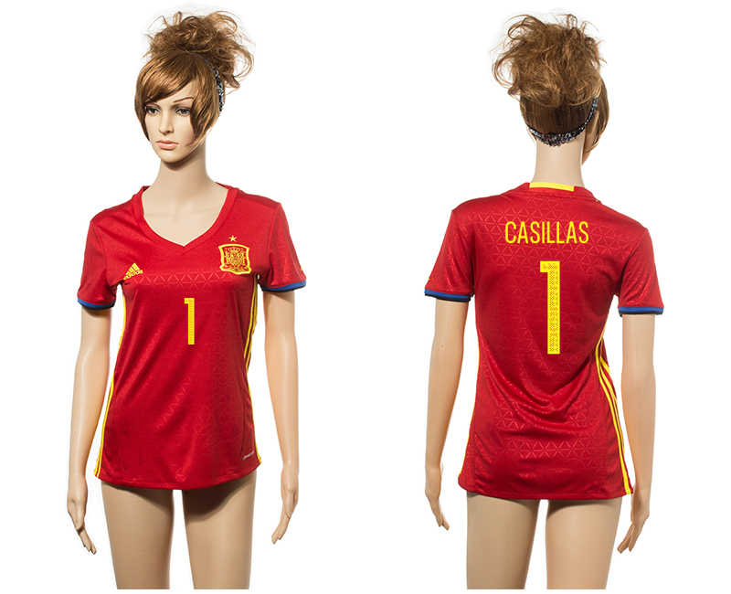 Spain 1 CASILLAS Home Euro 2016 Women Jersey