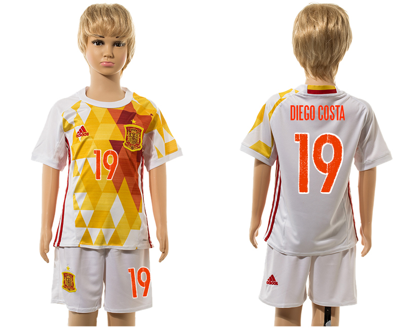 Spain 19 DIEGO COSTA Away Euro 2016 Youth Jersey