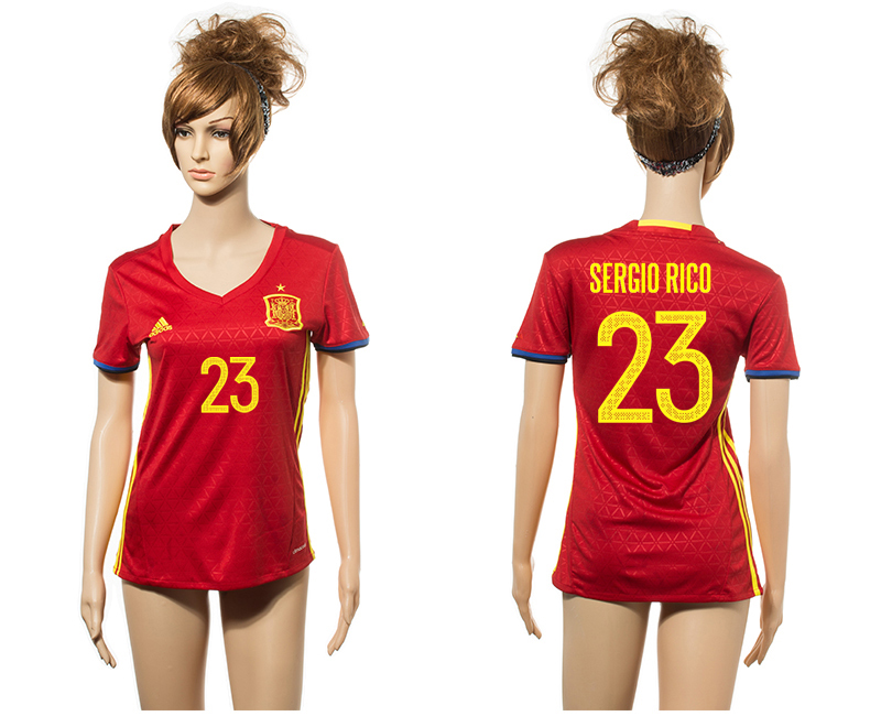 Spain 23 SERGIO RICO Home Euro 2016 Women Jersey