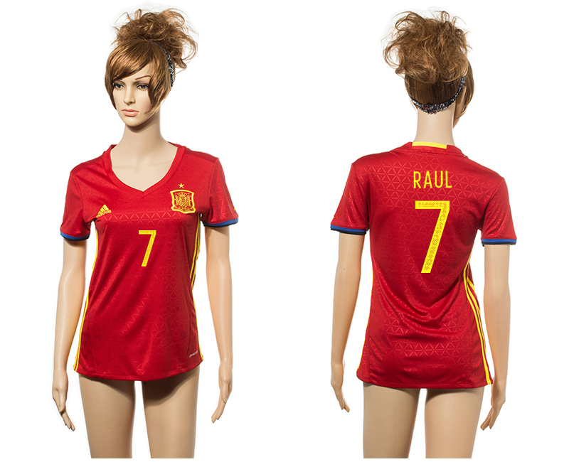 Spain 7 RAUL Home Euro 2016 Women Jersey