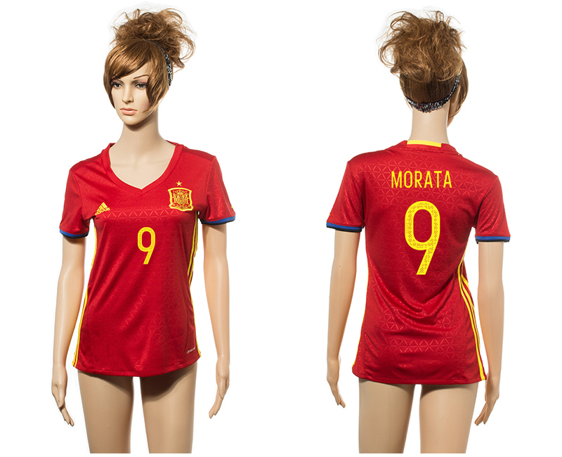 Spain 9 MORATA Home Euro 2016 Women Jersey