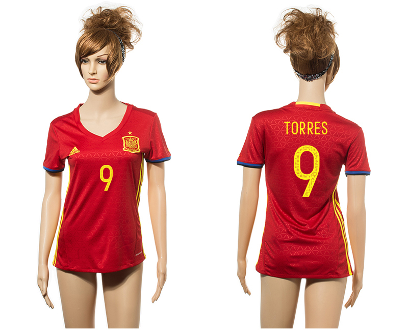 Spain 9 TORRES Home Euro 2016 Women Jersey