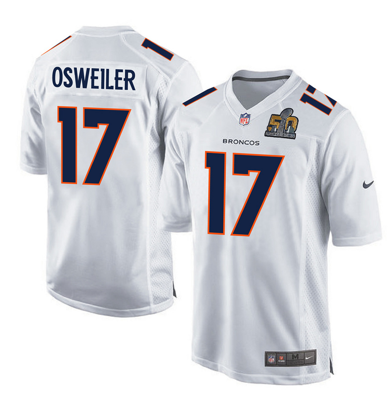Nike Broncos 17 Brock Osweiler White Super Bowl 50 Bound Game Event Jersey