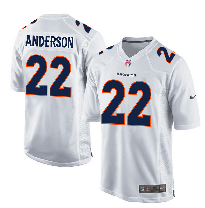 Nike Broncos 22 C.J. Anderson White Game Event Jersey - Click Image to Close