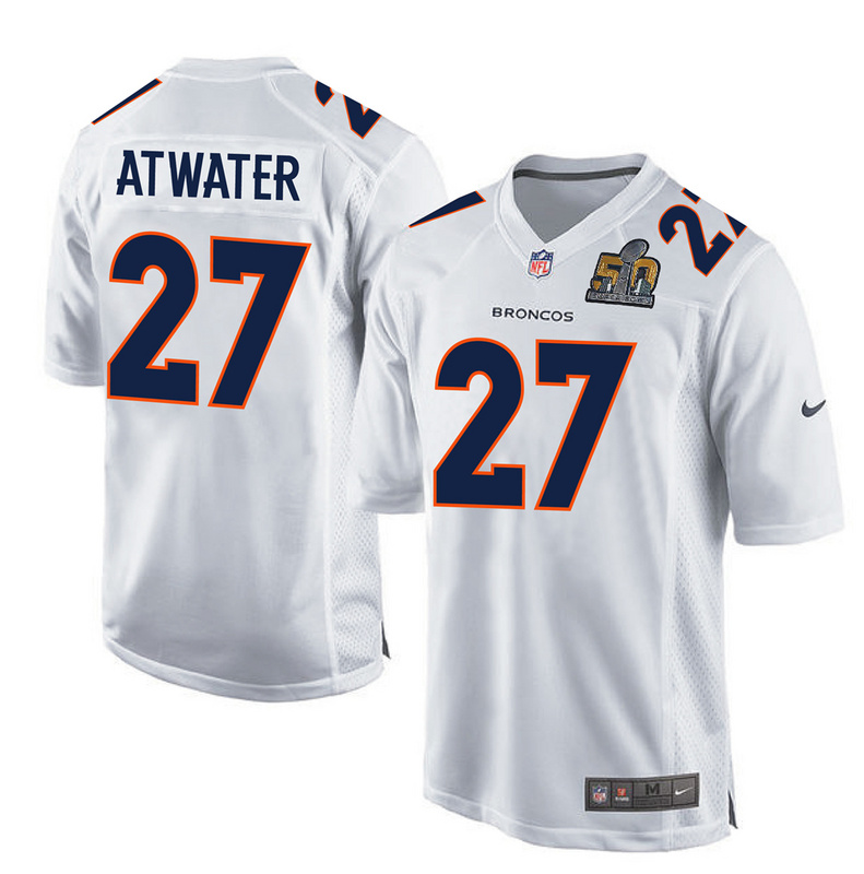 Nike Broncos 27 Steve Atwater White Super Bowl 50 Bound Game Event Jersey