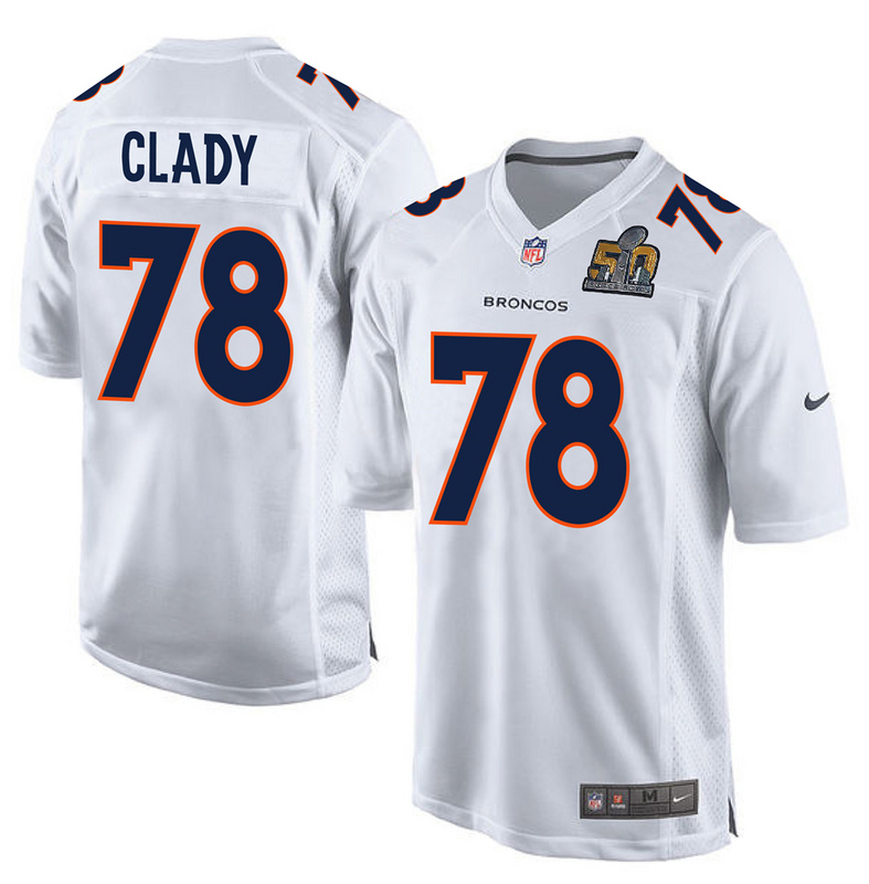 Nike Broncos 78 Ryan Clady White Super Bowl 50 Bound Game Event Jersey