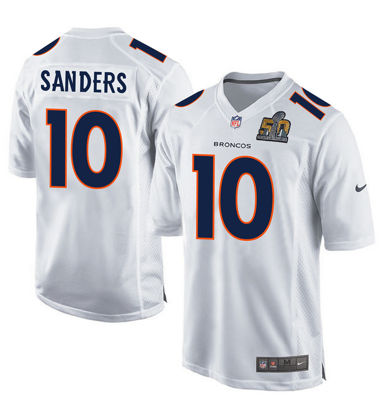 Nike Broncos 10 Emmanuel Sanders White Youth Super Bowl 50 Bound Game Event Jersey