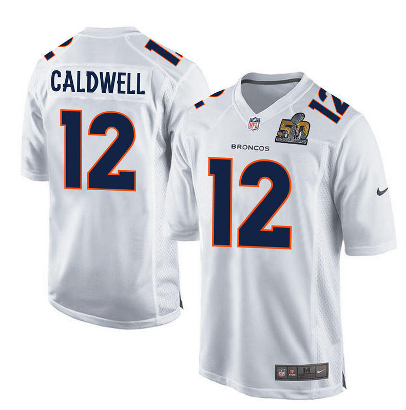 Nike Broncos 12 Andre Caldwell White Youth Super Bowl 50 Bound Game Event Jersey