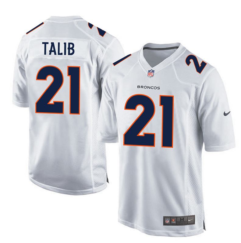 Nike Broncos 21 Aqib Talib White Youth Game Event Jersey - Click Image to Close