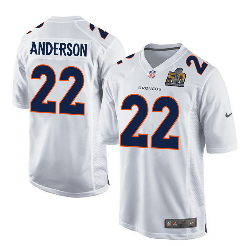Nike Broncos 22 C.J. Anderson White Youth Super Bowl 50 Bound Game Event Jersey