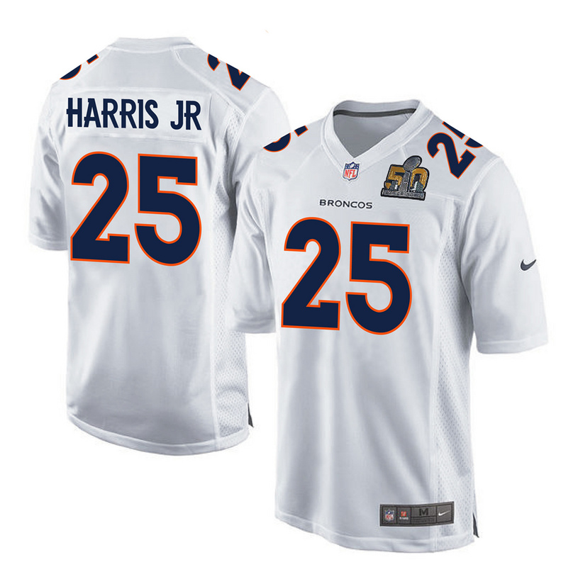 Nike Broncos 25 Chris Harris Jr White Youth Super Bowl 50 Bound Game Event Jersey