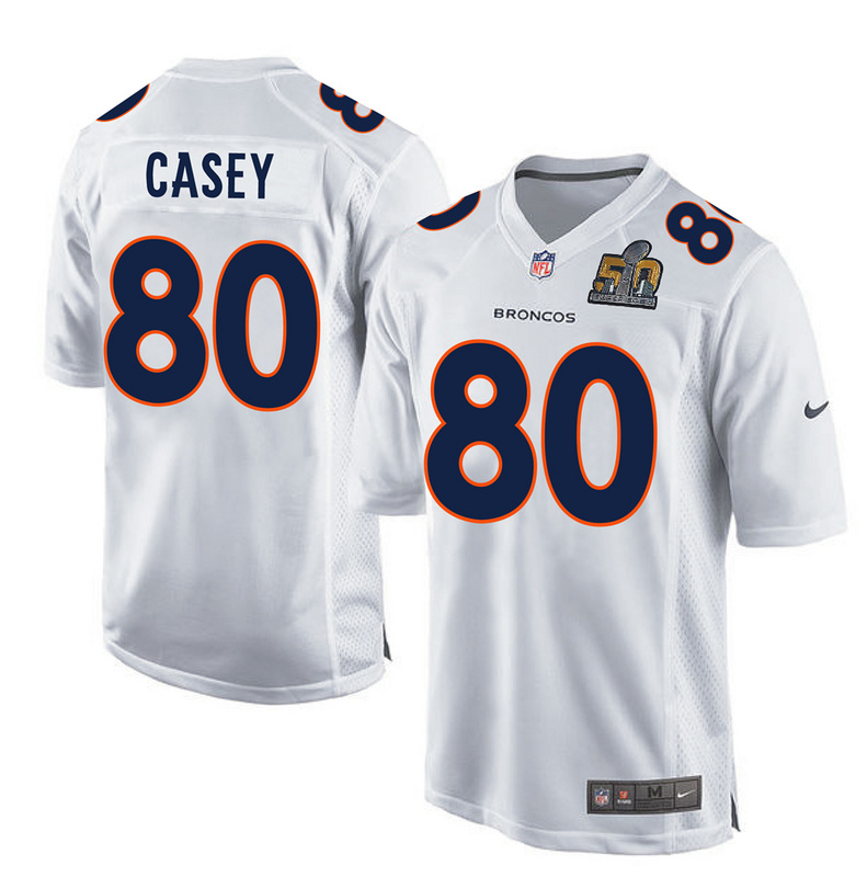 Nike Broncos 80 James Casey White Youth Super Bowl 50 Bound Game Event Jersey