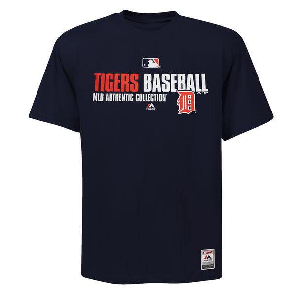 Nike Tigers MLB Authentic Collection Navy Men's Short Sleeve T-Shirt - Click Image to Close