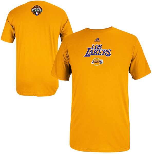 Los Angeles Lakers Yellow Short Sleeve Men's T-Shirt - Click Image to Close