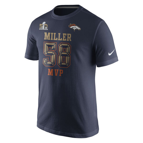 Nike Denver Broncos 58 Von Miller Blue Super Bowl 50 MVP Men's T-Shirt