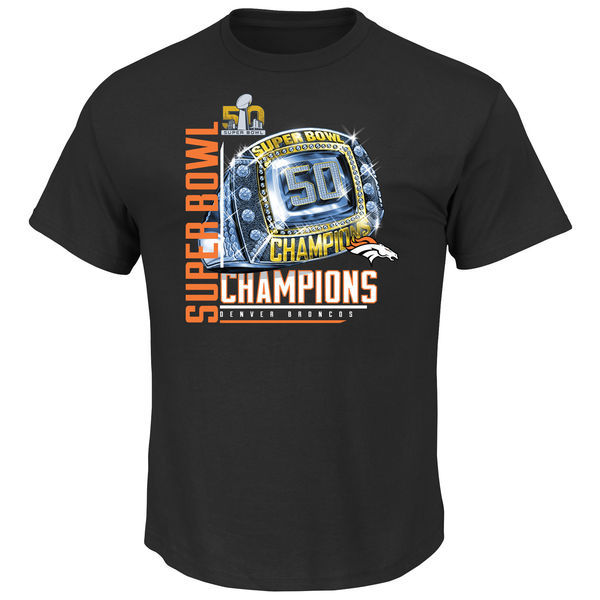 Nike Denver Broncos Black Super Bowl 50 Champions Short Sleeve Men's T-Shirt