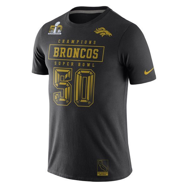 Nike Denver Broncos Black Super Bowl 50 Champions Short Sleeve Men's T-Shirt02