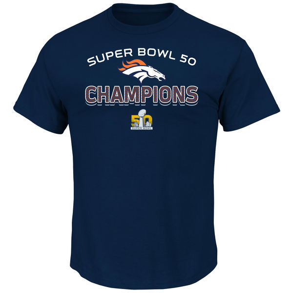 Nike Denver Broncos Blue Super Bowl 50 Champions Short Sleeve Men's T-Shirt