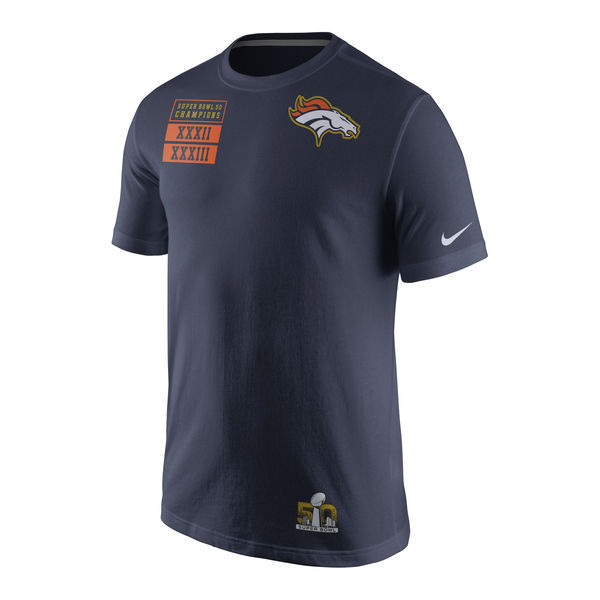 Nike Denver Broncos Blue Super Bowl 50 Champions Short Sleeve Men's T-Shirt03