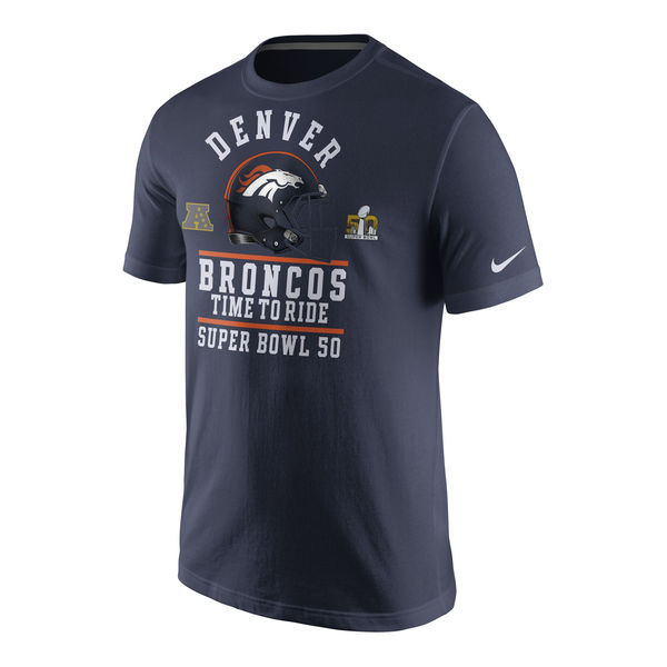 Nike Denver Broncos Blue Super Bowl 50 Short Sleeve Men's T-Shirt Nike Denver Broncos Blue Super Bowl 50 Short Sleeve Men's T-Shirt