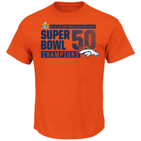 Nike Denver Broncos Orange Super Bowl 50 Champions Short Sleeve Men's T-Shirt
