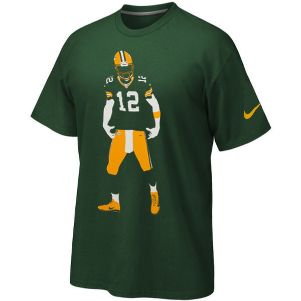 Nike Green Bay Packers 12 Aaron Rodgers Green Short Sleeve Men's T-Shirt