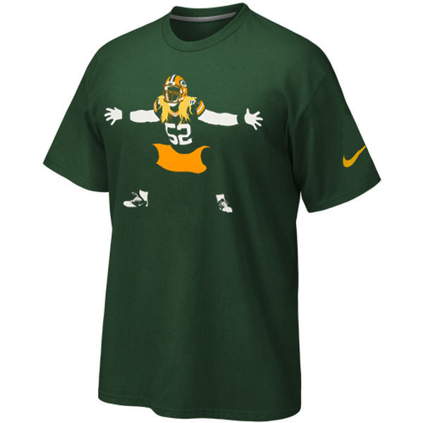 Nike Green Bay Packers 52 Clay Matthews Green Short Sleeve Men's T-Shirt