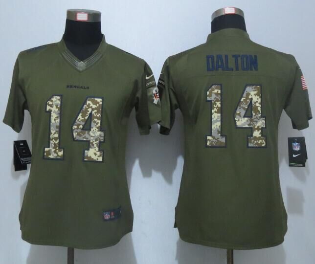 Nike Bengals 14 Anydy Dalton Green Salute To Service Women Limited Jersey
