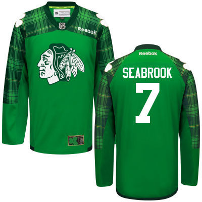 Blackhawks 7 Brent Seabrook Green St. Patrick's Day Reebok Jersey